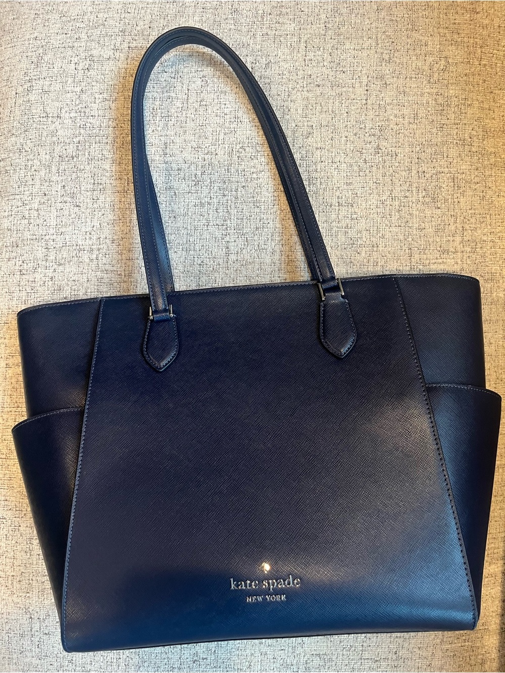 kate spade navy blue leather tote